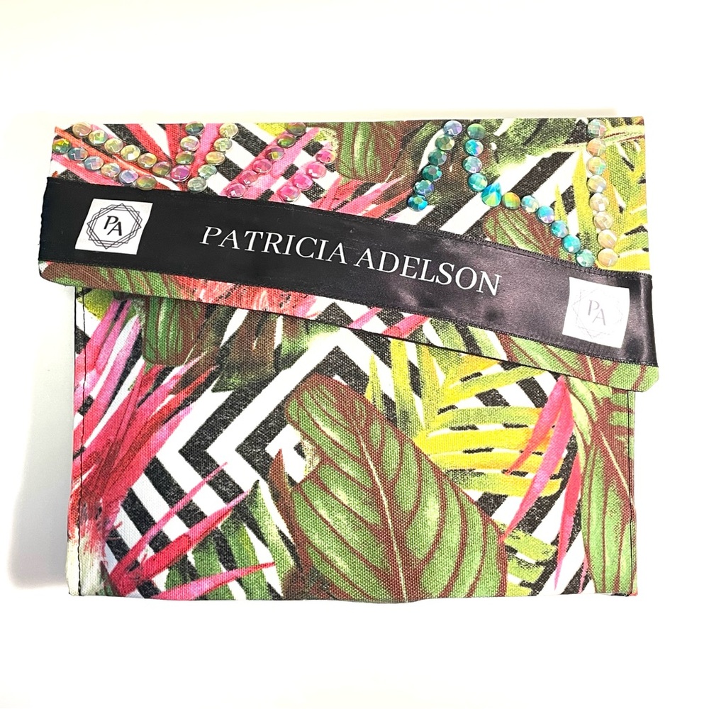 Makeup bag with flowers Magnetic closure Designer by Patricia Adelson